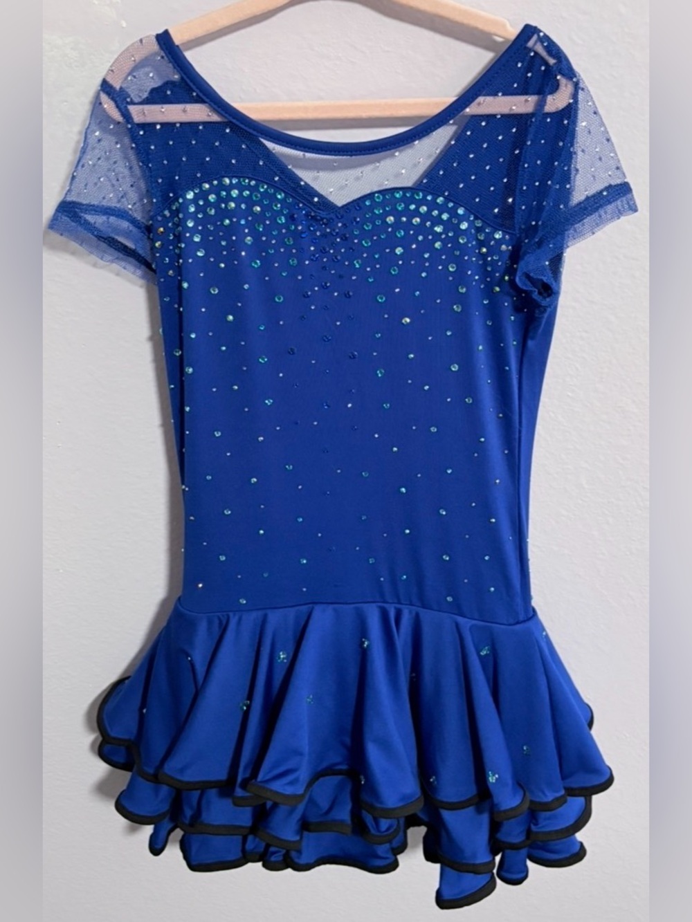 Royal Blue Girls' Figure Skating Dress with Sequin Accents Fits like 8-10 size